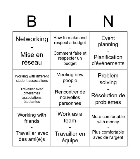 VP Finance!!! Bingo Card