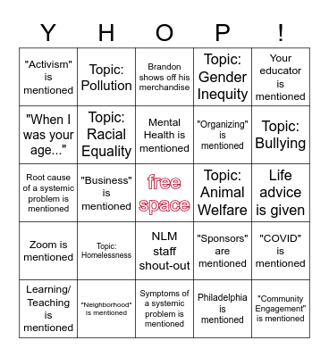 Impact Celebration Bingo Card