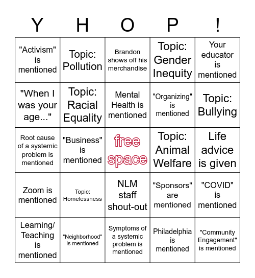 Impact Celebration Bingo Card