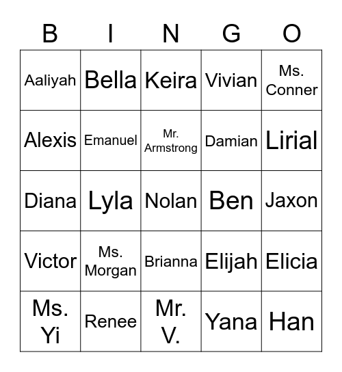Room 232 Bingo Card