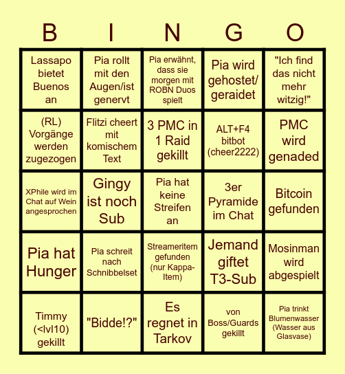 Sonniges Saufbingo Card