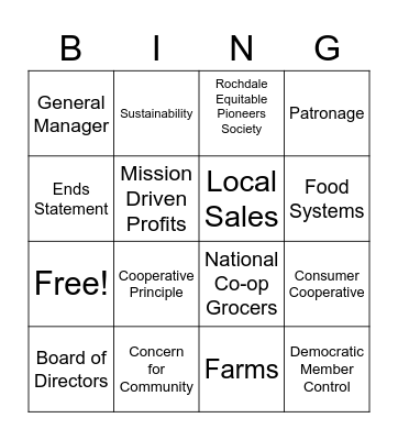 Monadnock Food Co-op BINGO! Bingo Card