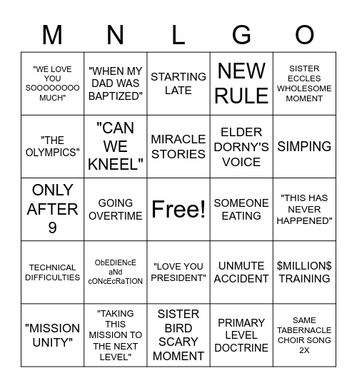 MNL-GO Bingo Card