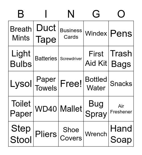 REALTOR EMERGENCY KIT BINGO Card