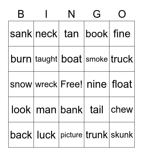 Chunk Chart 3 Bingo Card