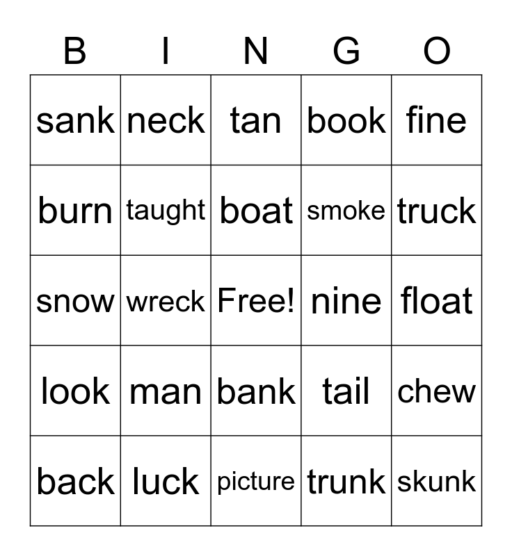 Chunk Chart 3 Bingo Card