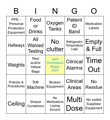 JOINT COMMISSION Bingo Card