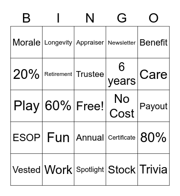 ESOP Bingo! Bingo Card