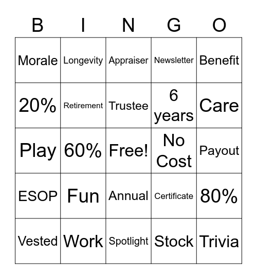 ESOP Bingo! Bingo Card