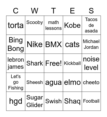 Sosa's Bingo Card