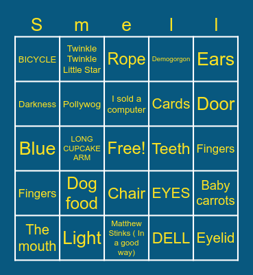 Smelly bingo Card