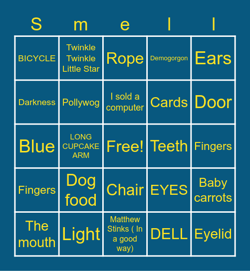 Smelly bingo Card