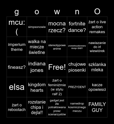 czipidej Bingo Card