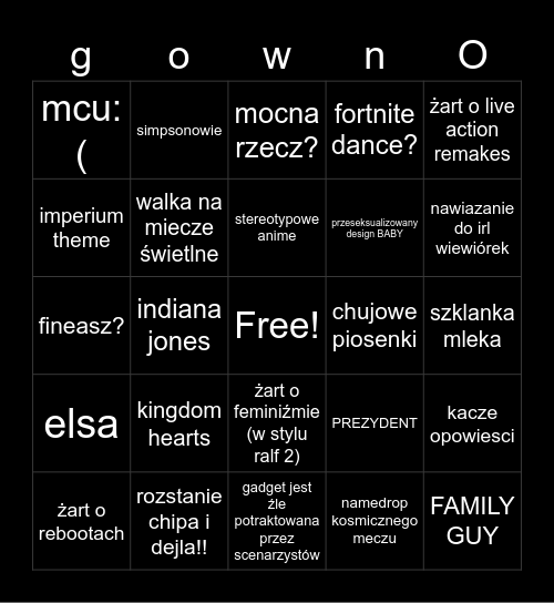 czipidej Bingo Card