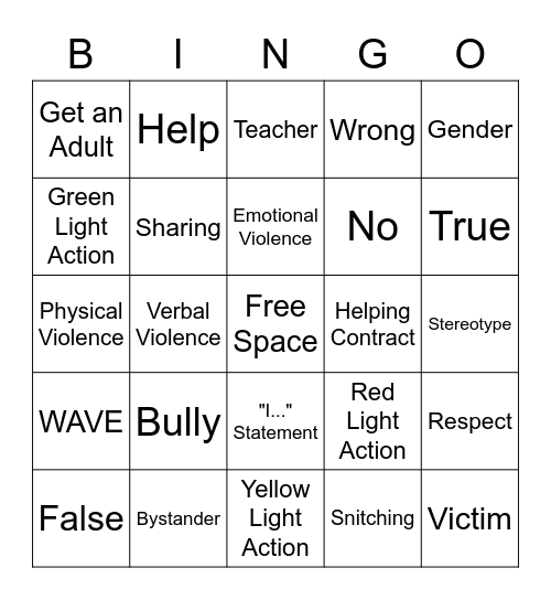 WAVE Bingo Card
