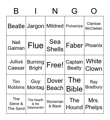 F451 Bingo Card