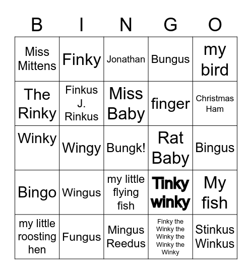 Wingo Bingo Card