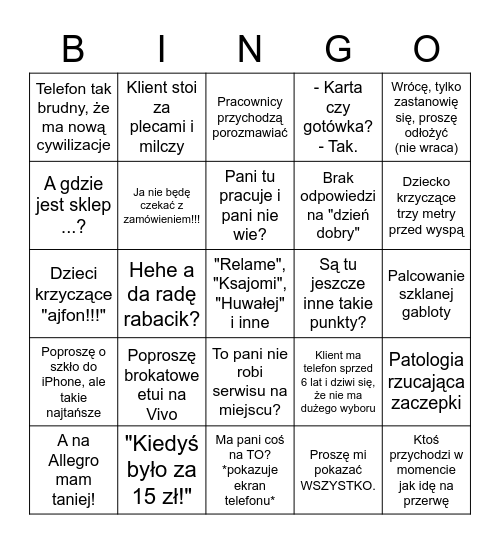 Bingo GSM Bingo Card