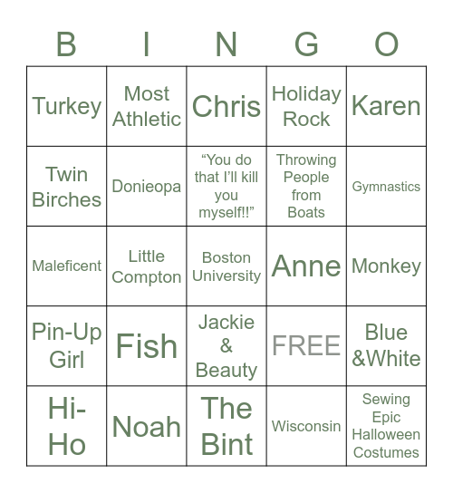 Take 2 Bingo Card