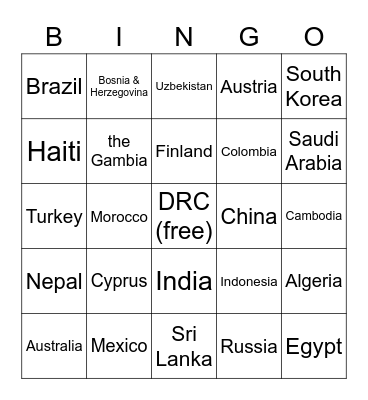 Monkeypox Bingo Card
