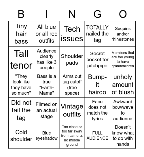 SAI Region 13 Virtual Quartet Contest 2022!!! Bingo Card