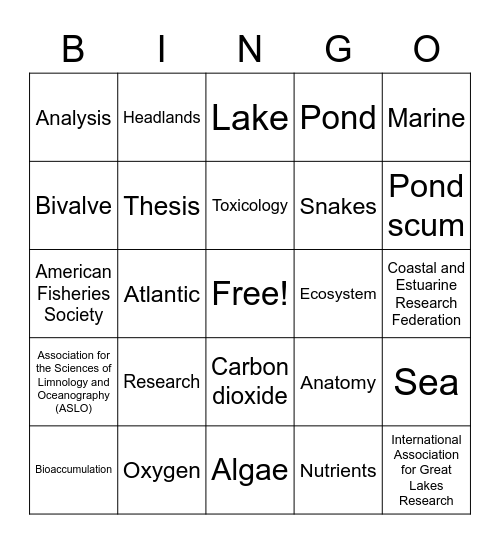 JASM Bingo Card