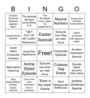 Smiling Friends Season 2 Predictions Bingo Card