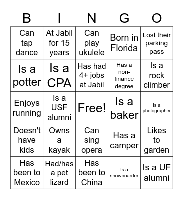 FINANCIAL REPORTING BINGO Card