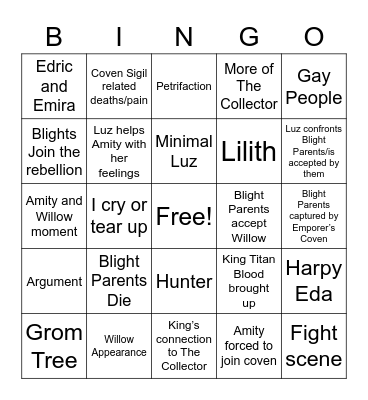 Clouds Upon the Horison Bingo Card