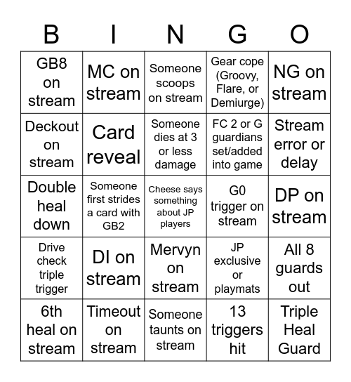 JP Spring CS (on stream) Bingo Card