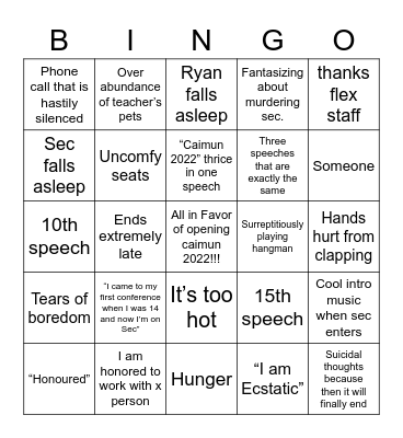opening ceremonies Bingo Card