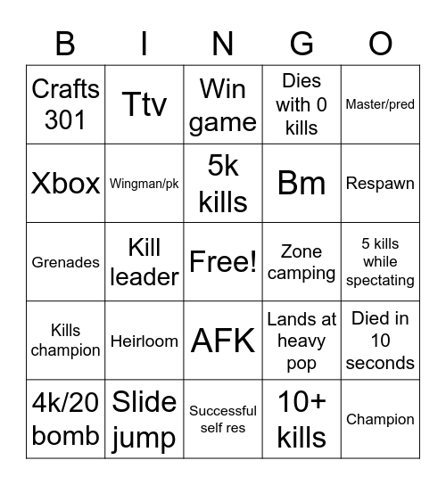 Untitled Bingo Card