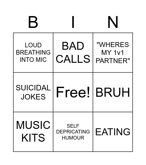 HYPEFEAST Bingo Card