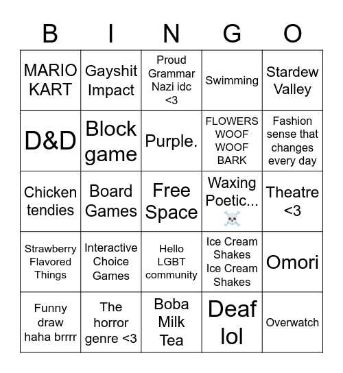 Addison Bingo Card