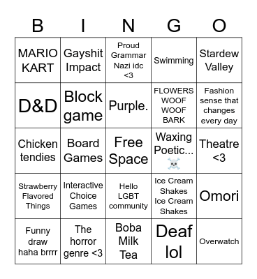 Addison Bingo Card