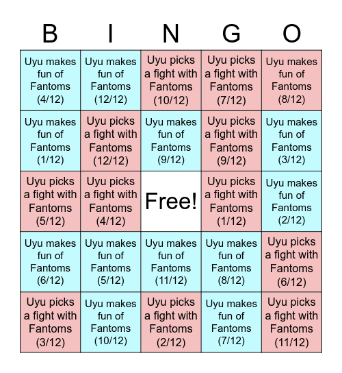 Bingo with Uyupi Bingo Card