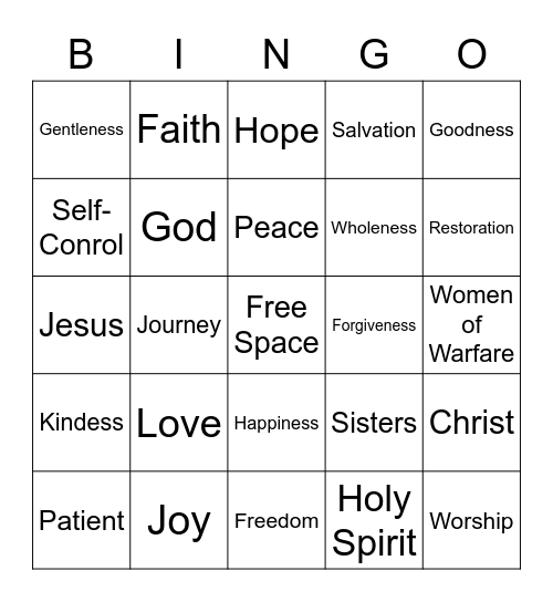 Journey of Faith Bingo Card