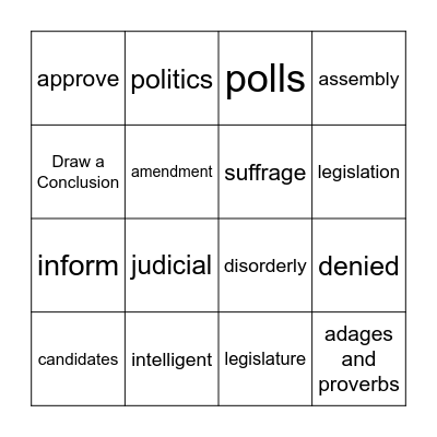 Lesson 22 Vocabulary Bingo Card