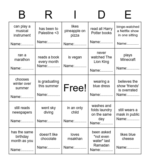 Find some one who... Bingo Card