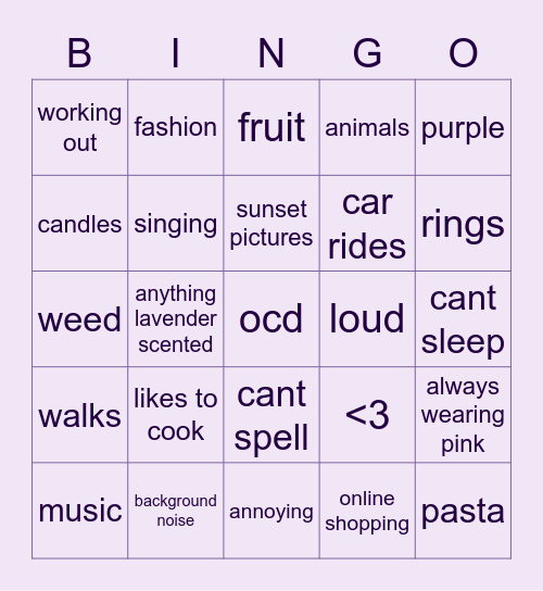 🤍peyton bingo🤍 Bingo Card