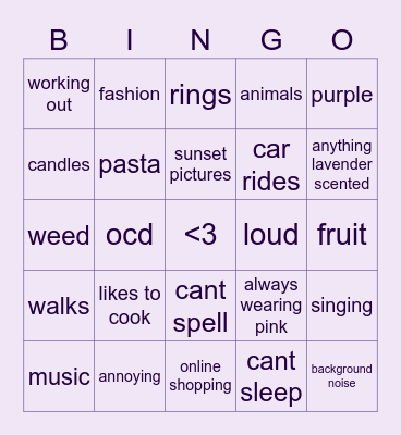 🤍peyton bingo🤍 Bingo Card