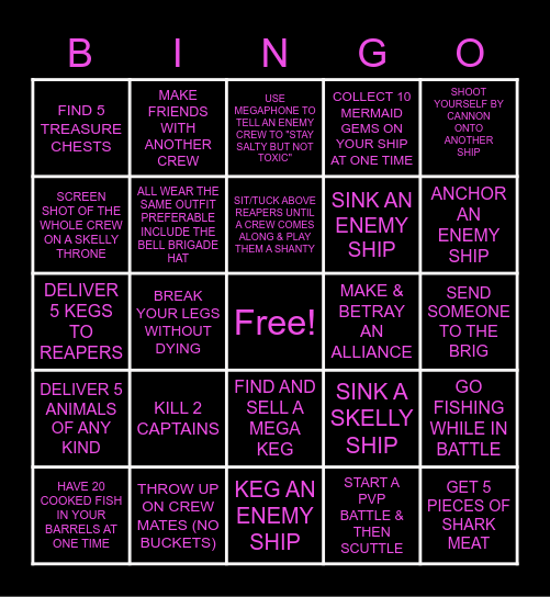 SOT Bingo Card