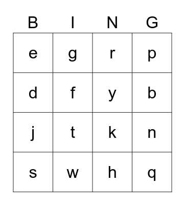 Phonetic Alphabet Bingo Card