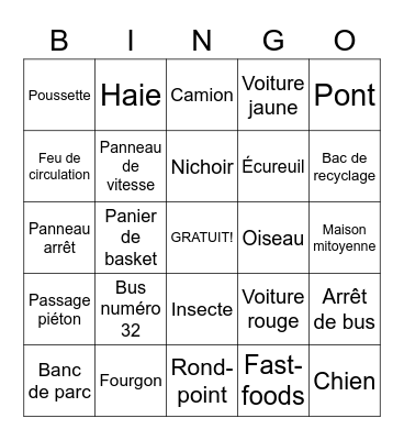 Varissuo en français Bingo Card