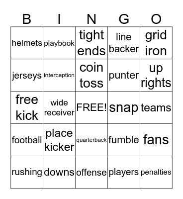 CAMELBACK FOOTBALL BINGO 2015 Bingo Card