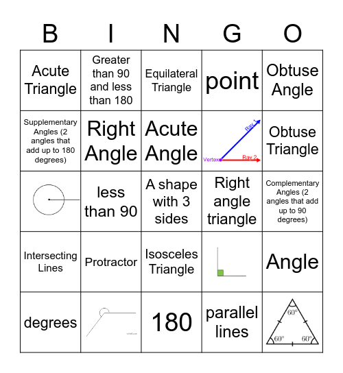 Angles & Triangles Bingo Card
