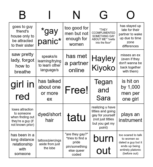 lesbian stereotypes Bingo Card