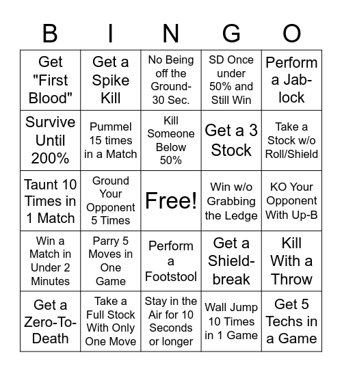 Smash Bingo Card