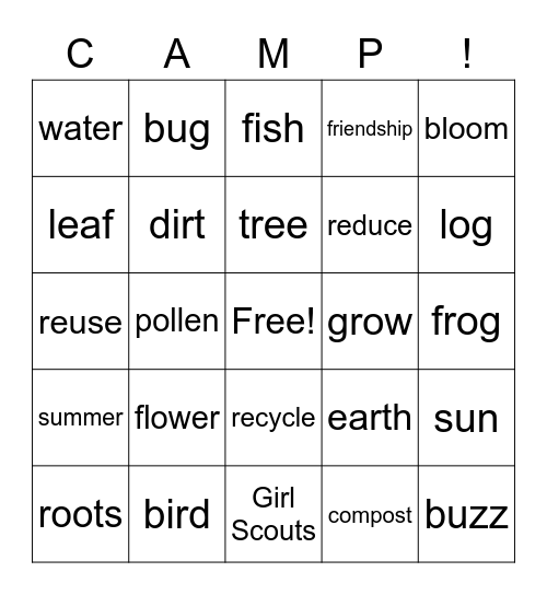 Growing in Greatness BINGO Card