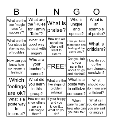 Review Bingo Card